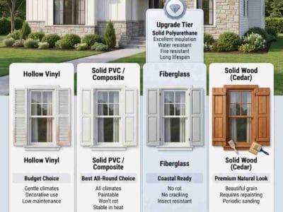 Best Exterior Shutters 2026: Vinyl, PVC, Wood + Brick Rules