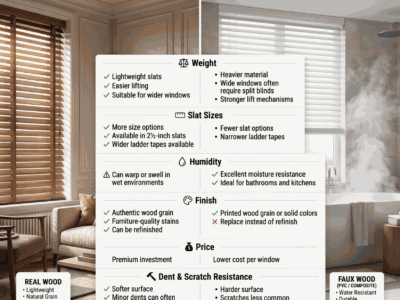 Best Real Wood Blinds 2026: Basswood, Slat Sizes + Brands