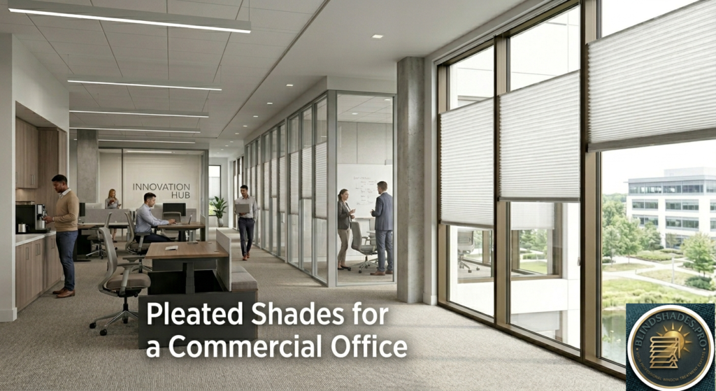 Pleated Shades for a Commercial Office — Antimicrobial Fabric Options