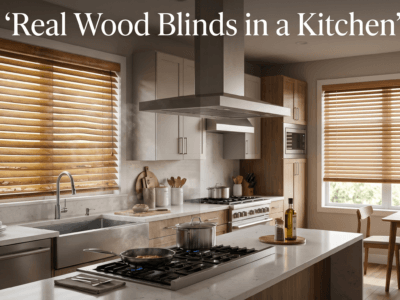 Real Wood Blinds in a Kitchen