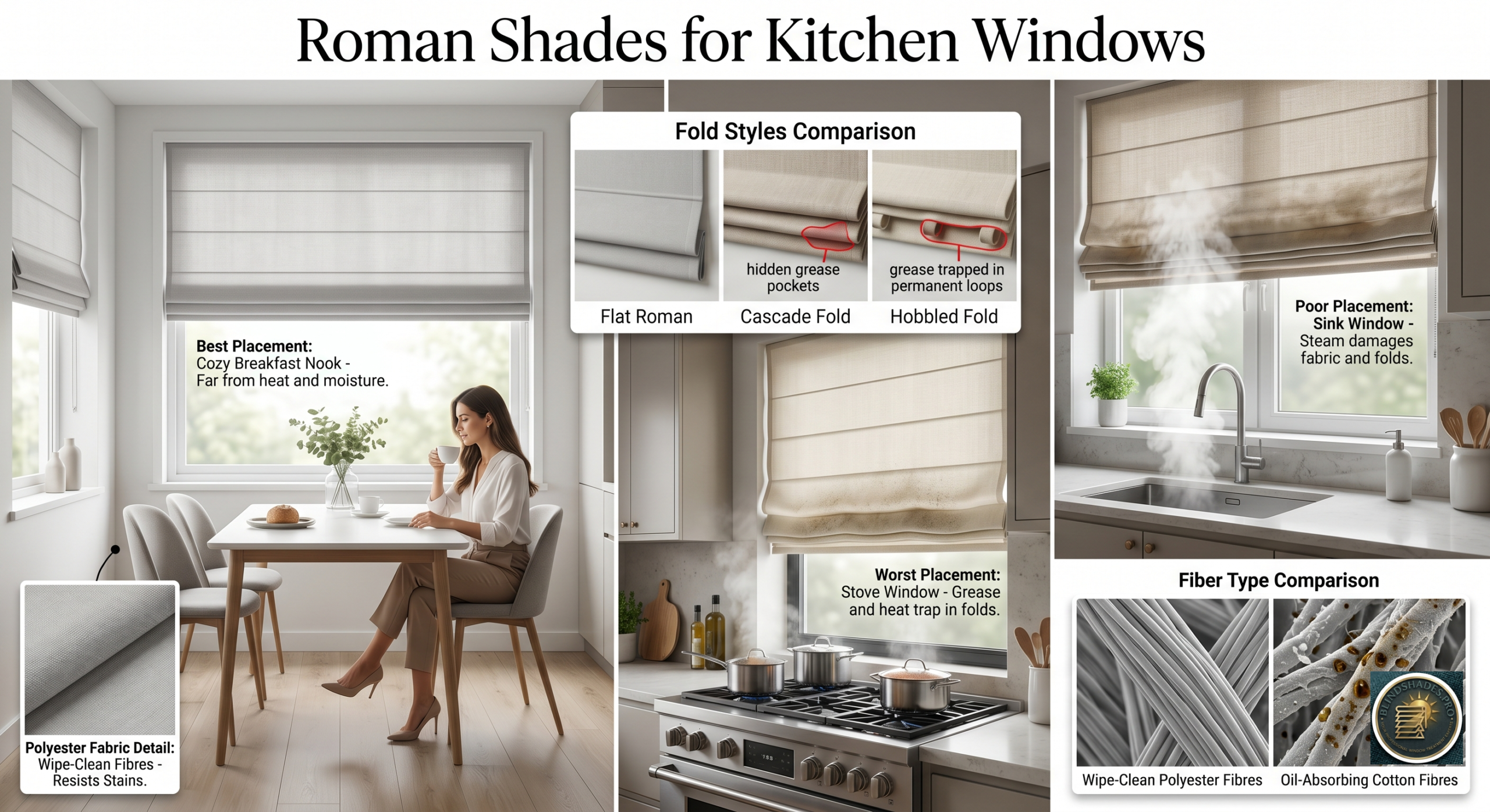 Roman Shades in a Kitchen