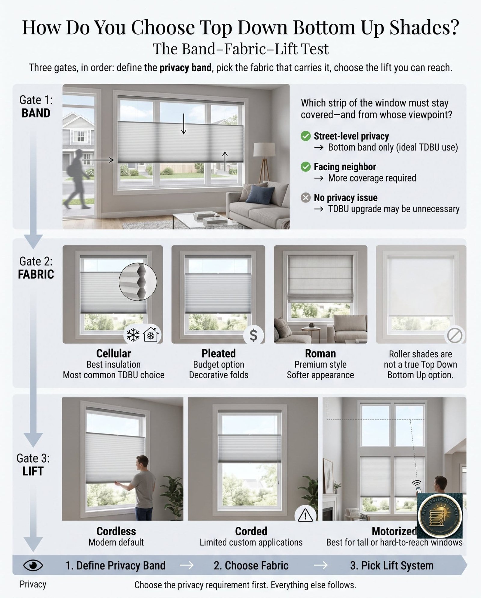 The Best Top Down Bottom Up Blinds & Shades: Band, Fabric, and Lift Before Brand