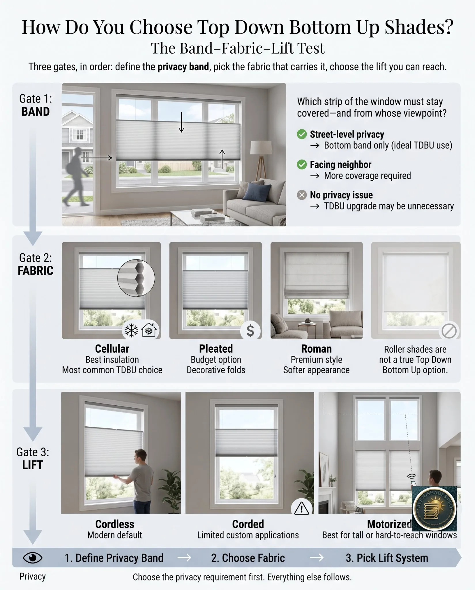 The Best Top Down Bottom Up Blinds & Shades: Band, Fabric, and Lift Before Brand