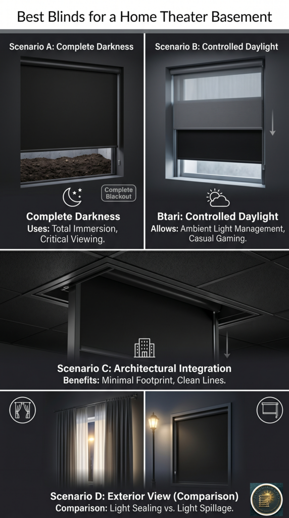 What Are the Best Blinds for a Home Theater Basement
