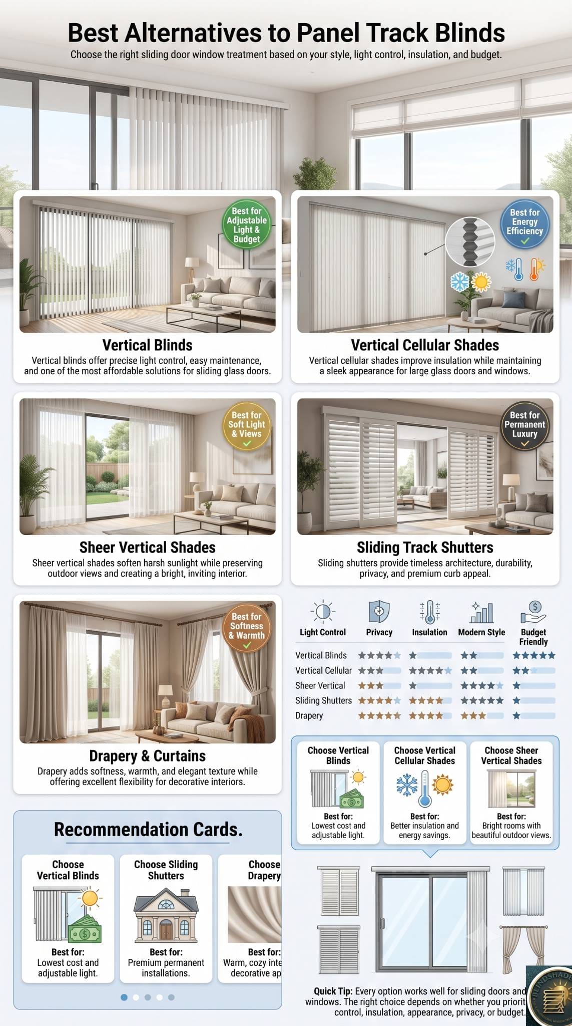 Alternatives to Panel Track Blinds