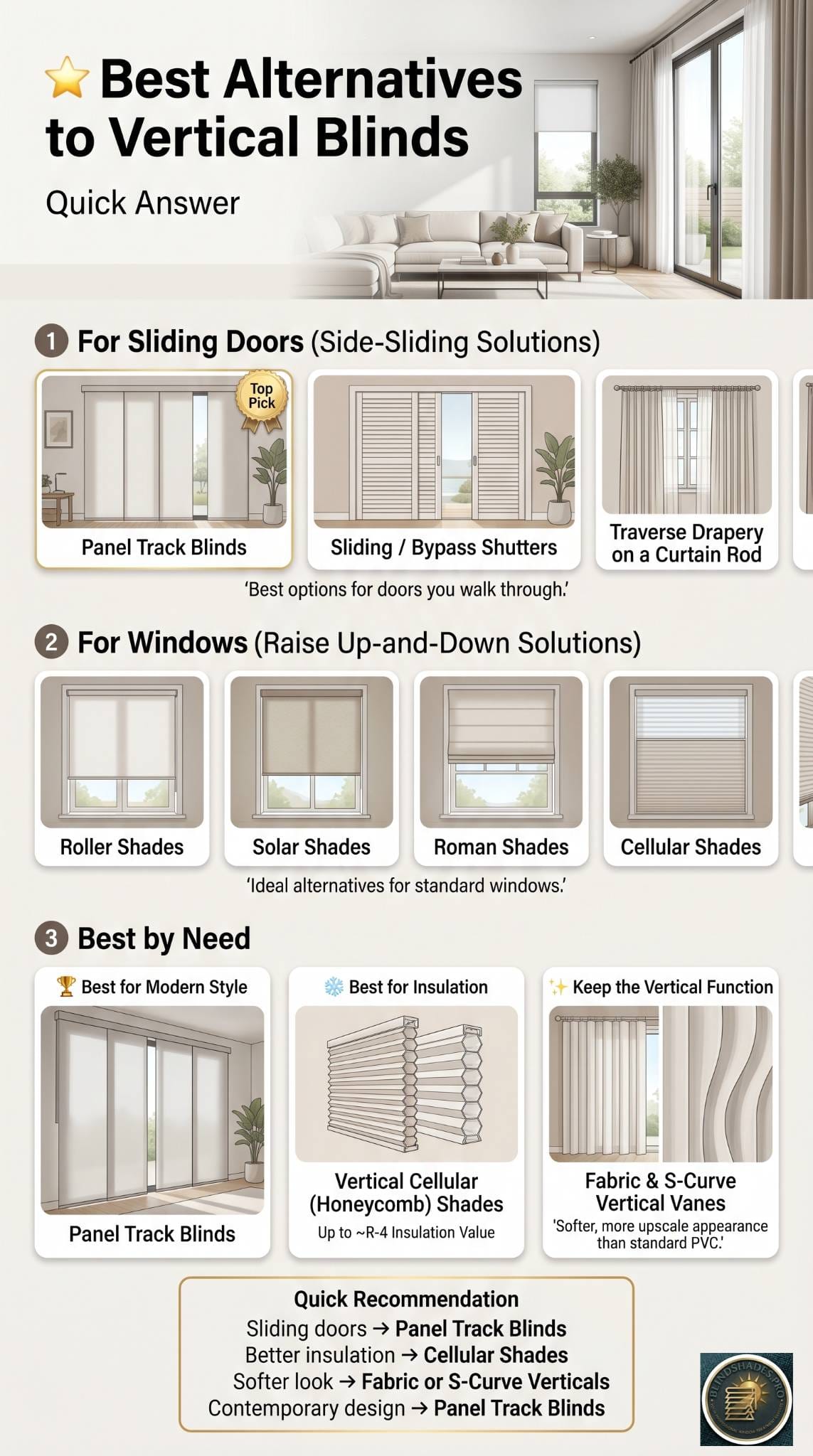 Alternatives to Vertical Blinds for Doors and Wide Windows