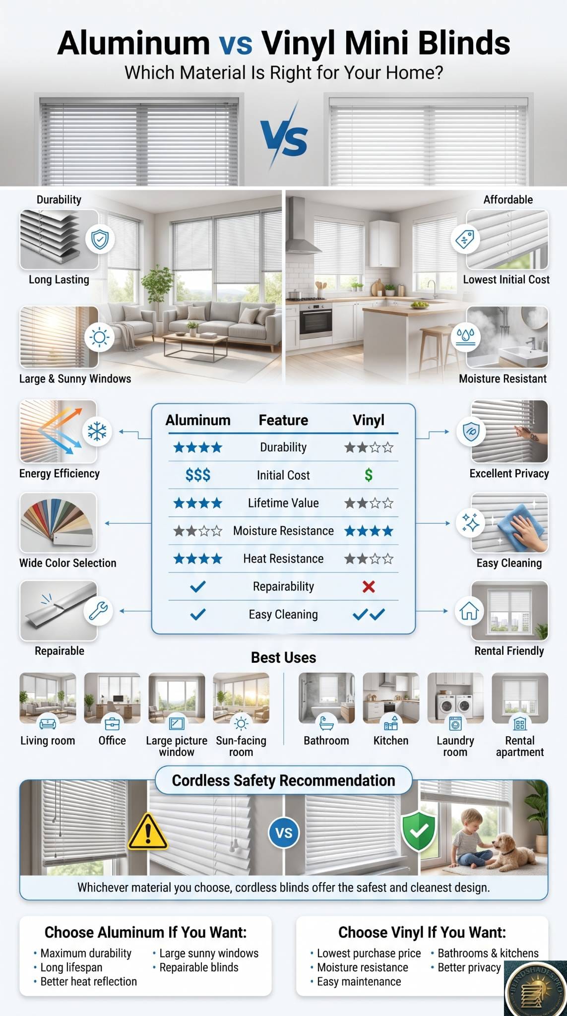 Aluminum vs Vinyl Mini Blinds