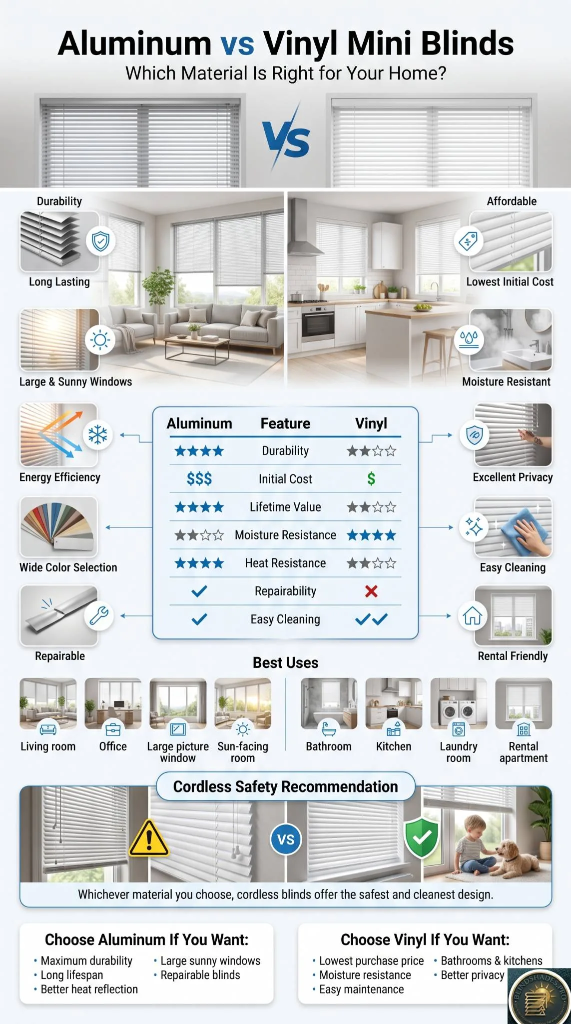 Aluminum vs Vinyl Mini Blinds