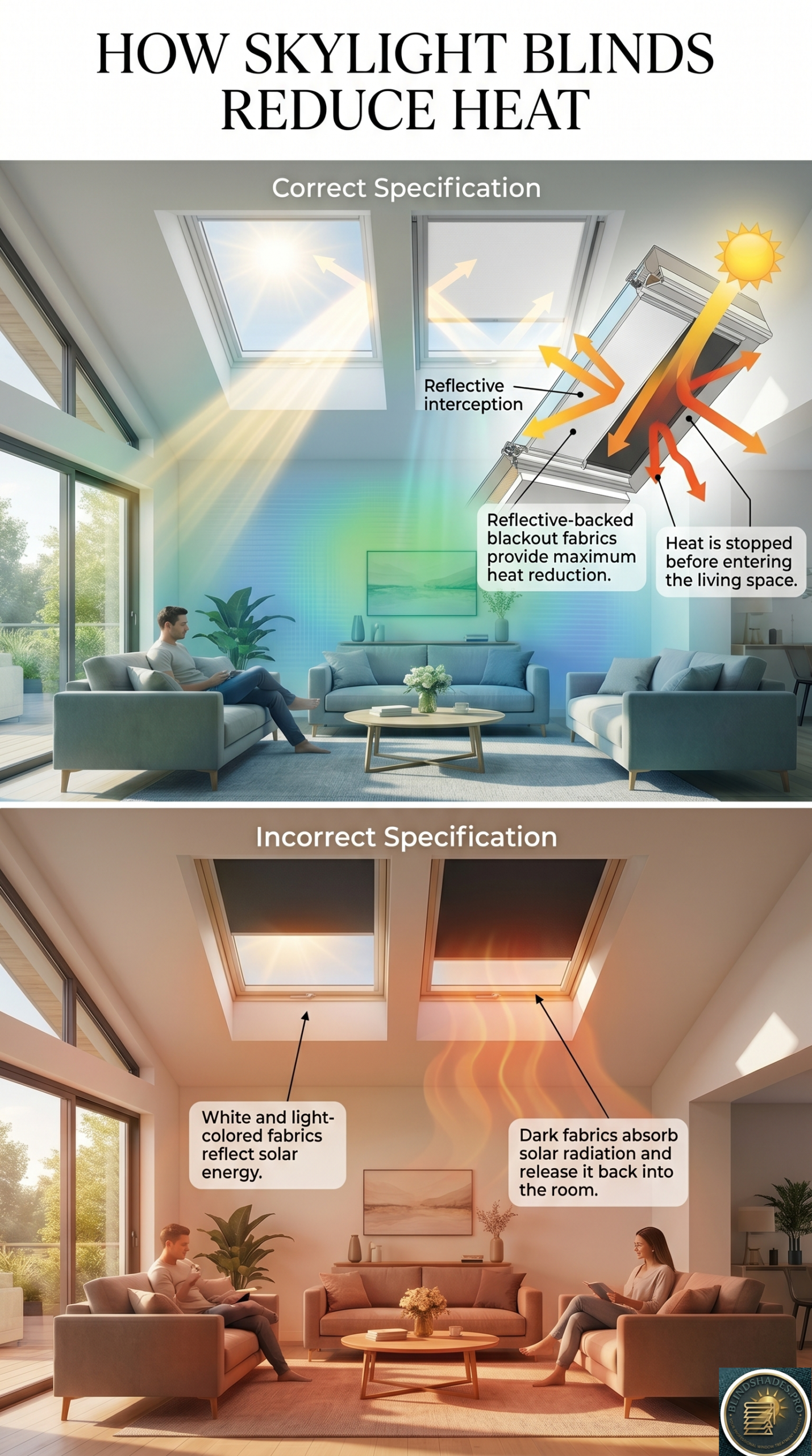 skylight blinds heat reduction