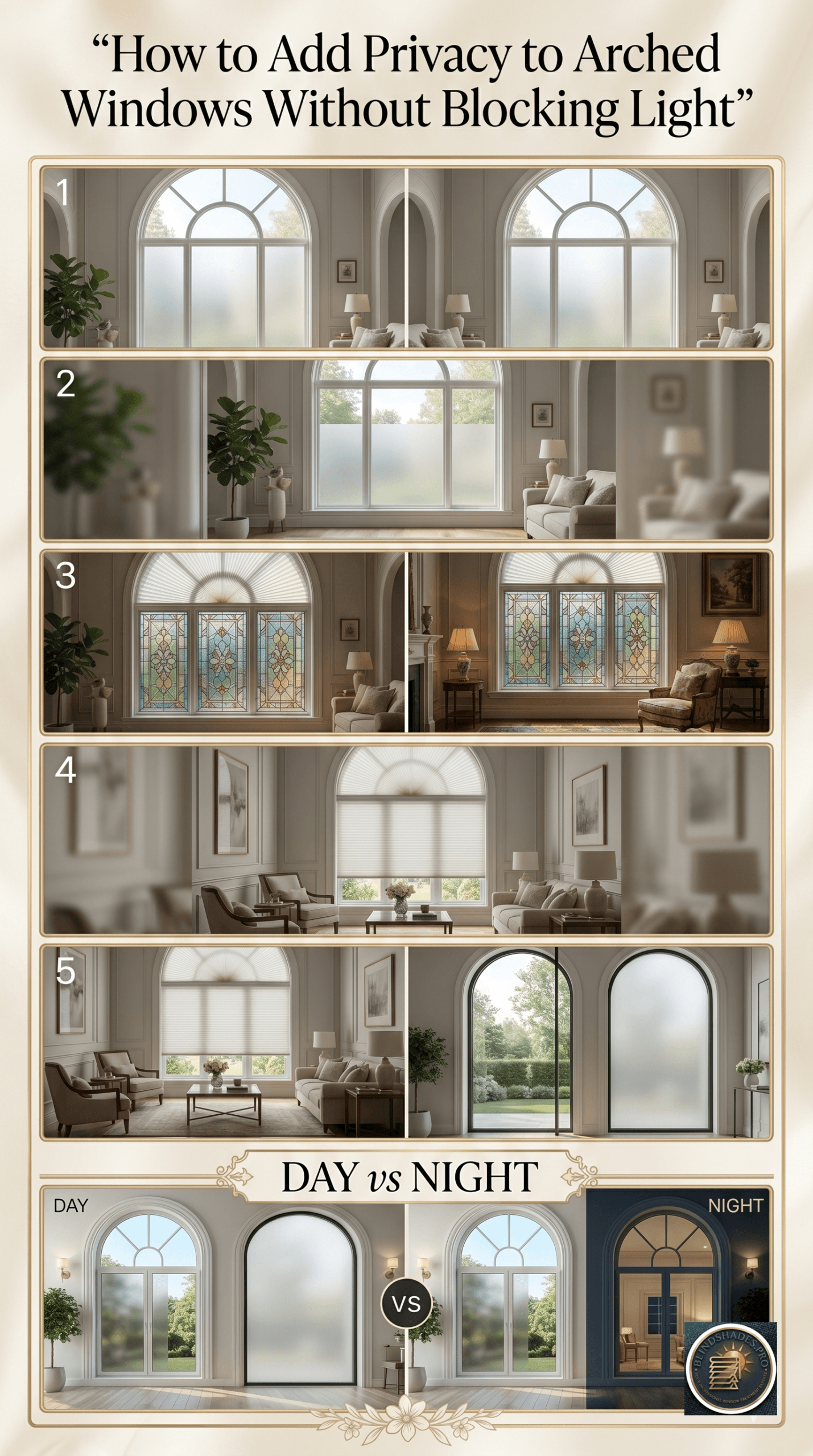 How Do You Add Privacy to Arched Windows Without Blocking Light?