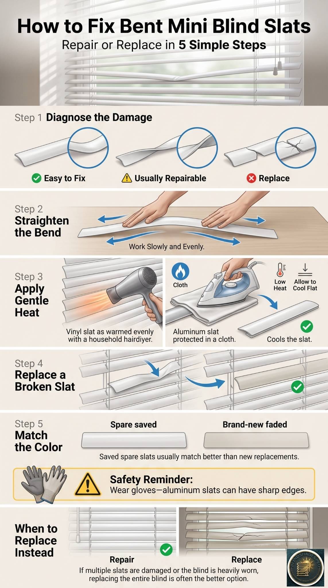 How to Fix Bent Mini Blind Slats