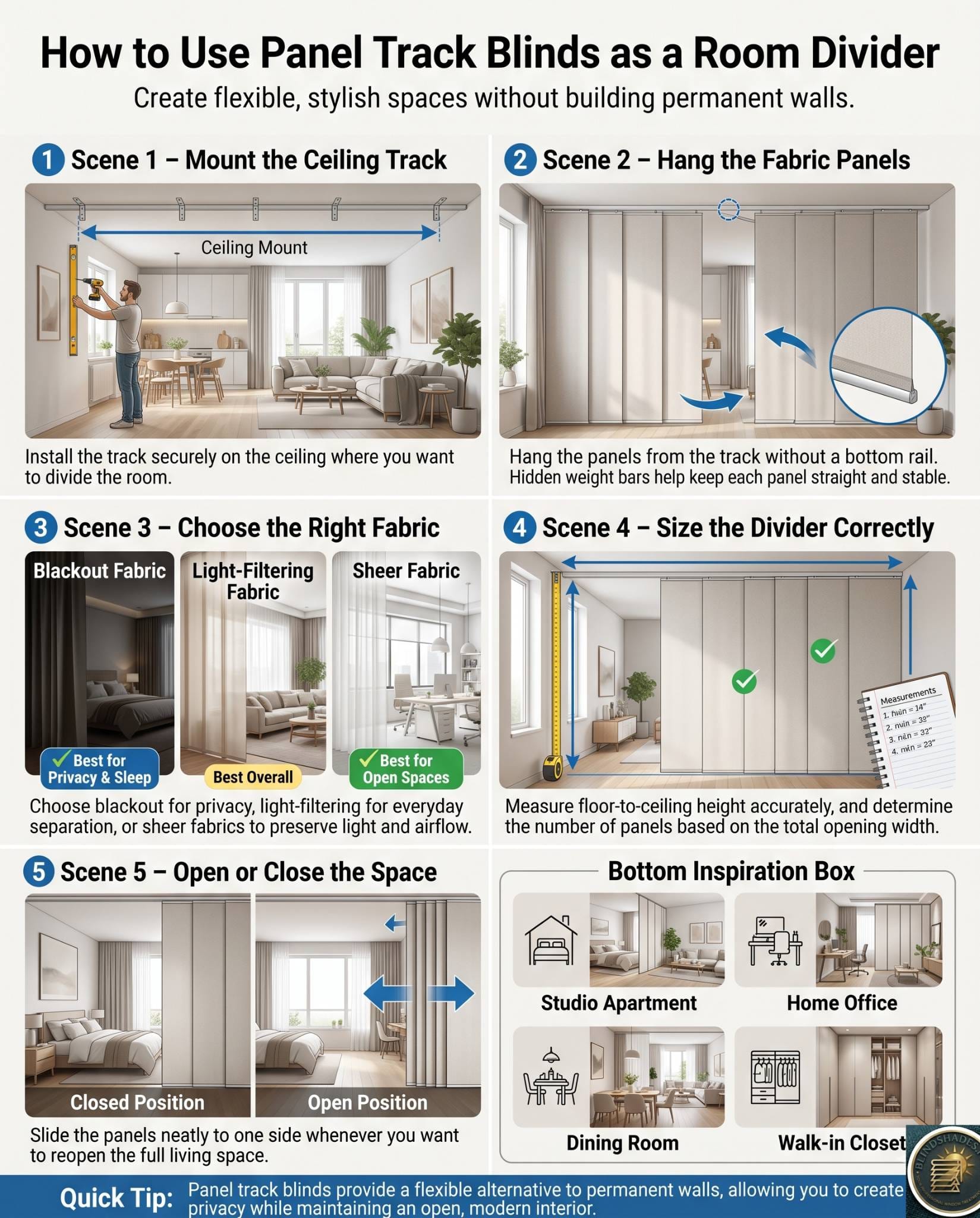 Panel Track Blinds as a Room Divider