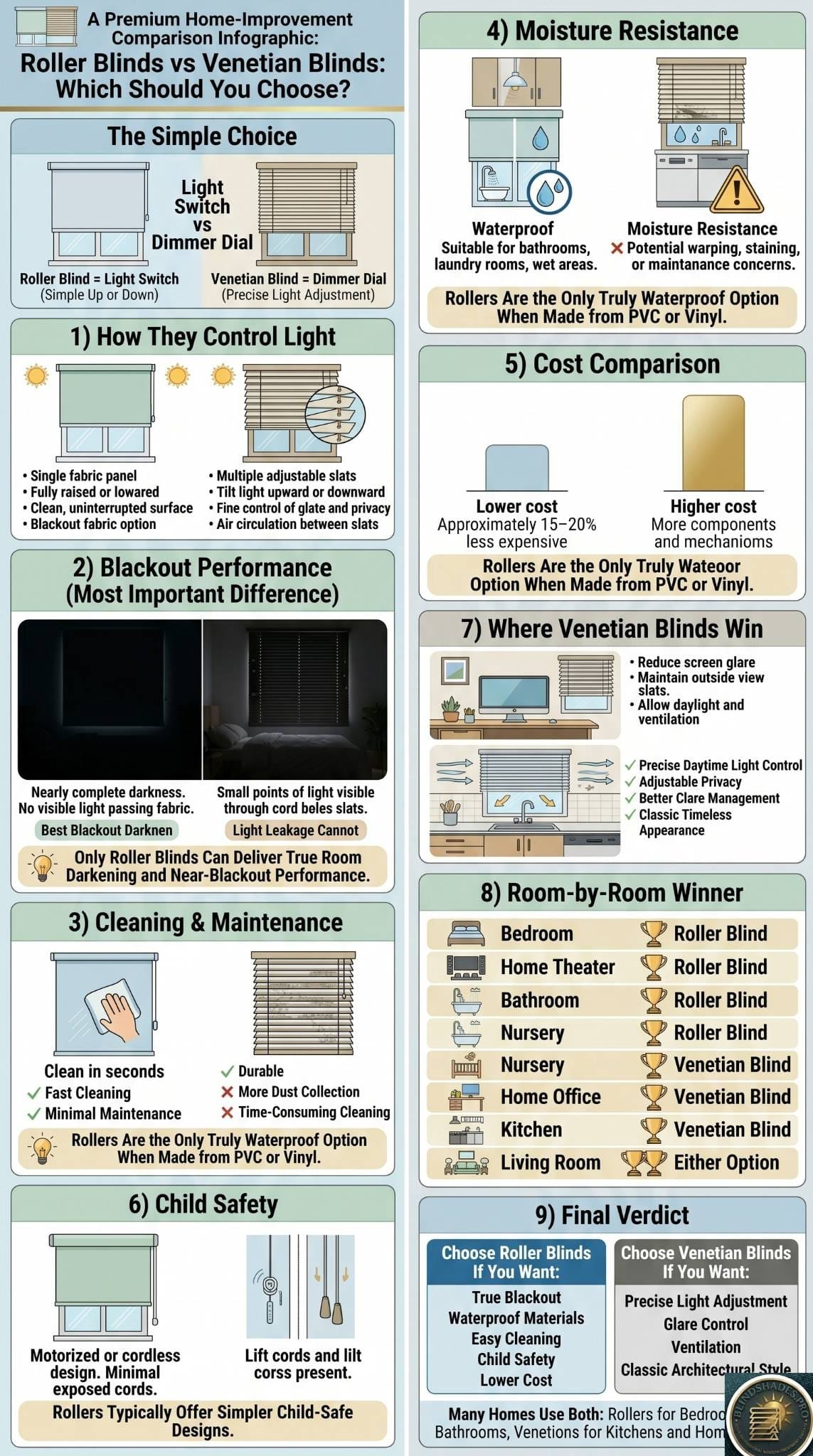 Roller Blinds vs Venetian Blinds: Which Is Better