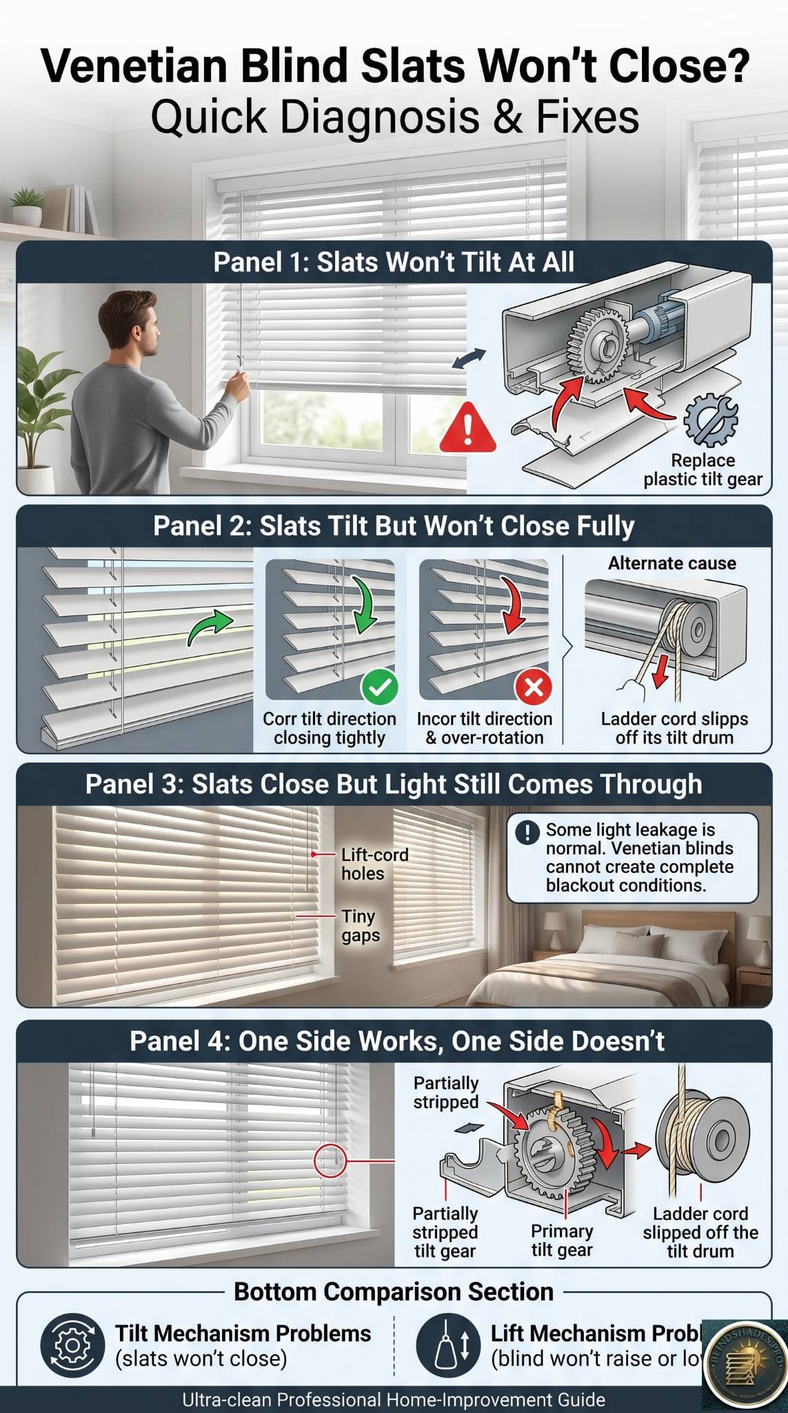 Venetian Blind Slats Won’t Close? Diagnose and Fix It