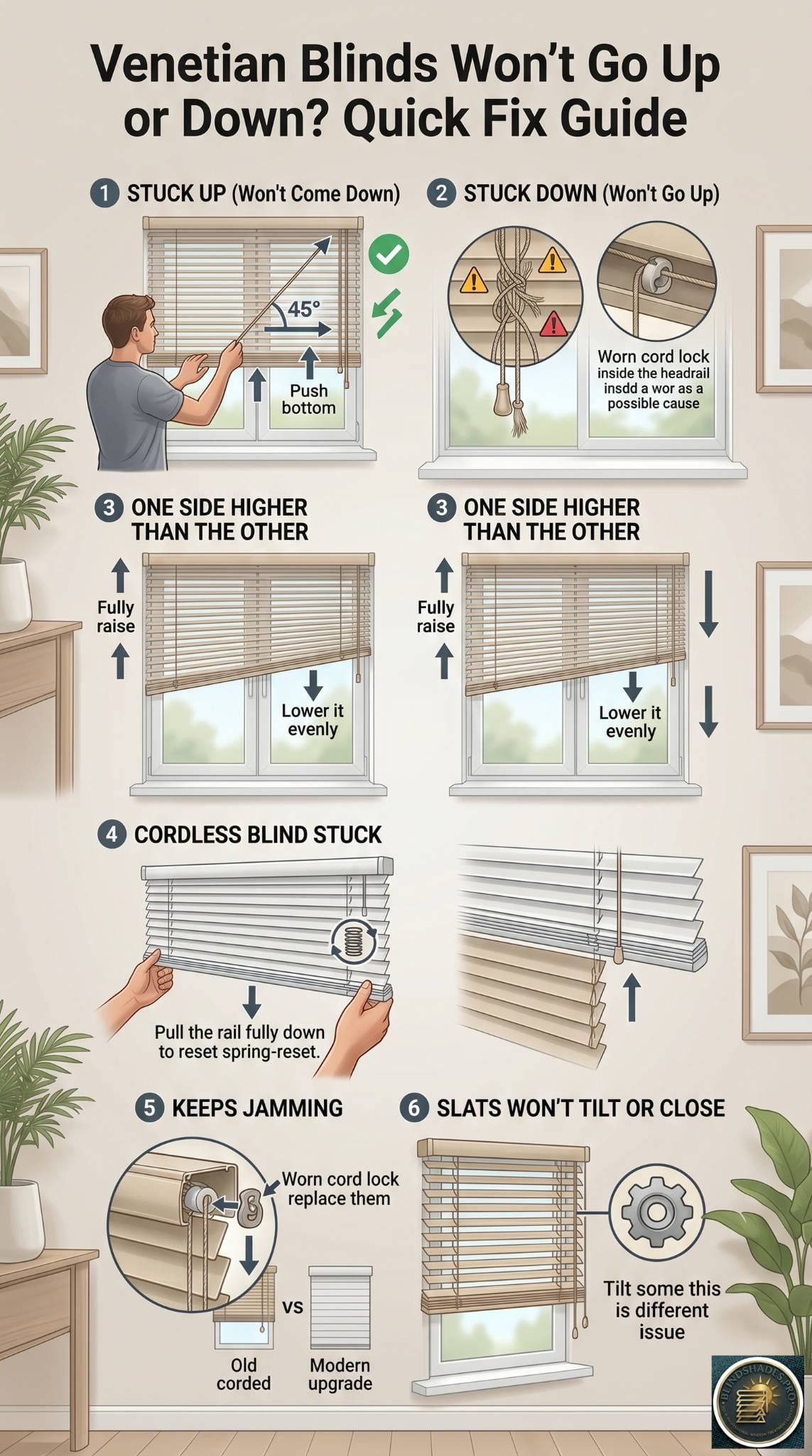Venetian Blinds Won’t Go Up or Down? Diagnose and Fix It