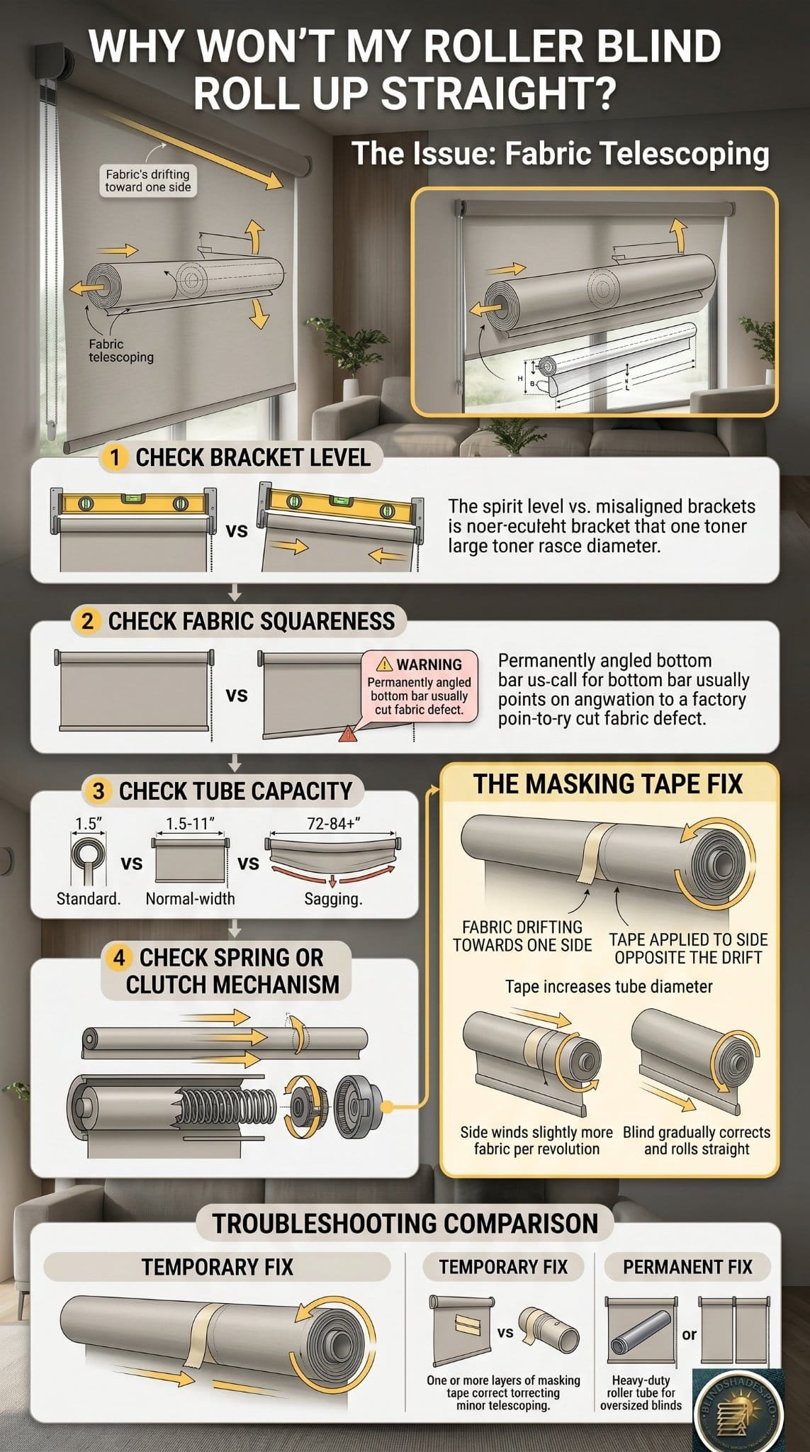 Why Won’t My Roller Blind Roll Up Straight?