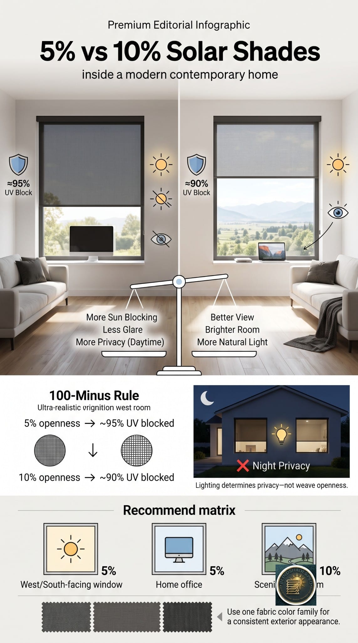 5% vs 10% Solar Shades: The Openness Factor Decision