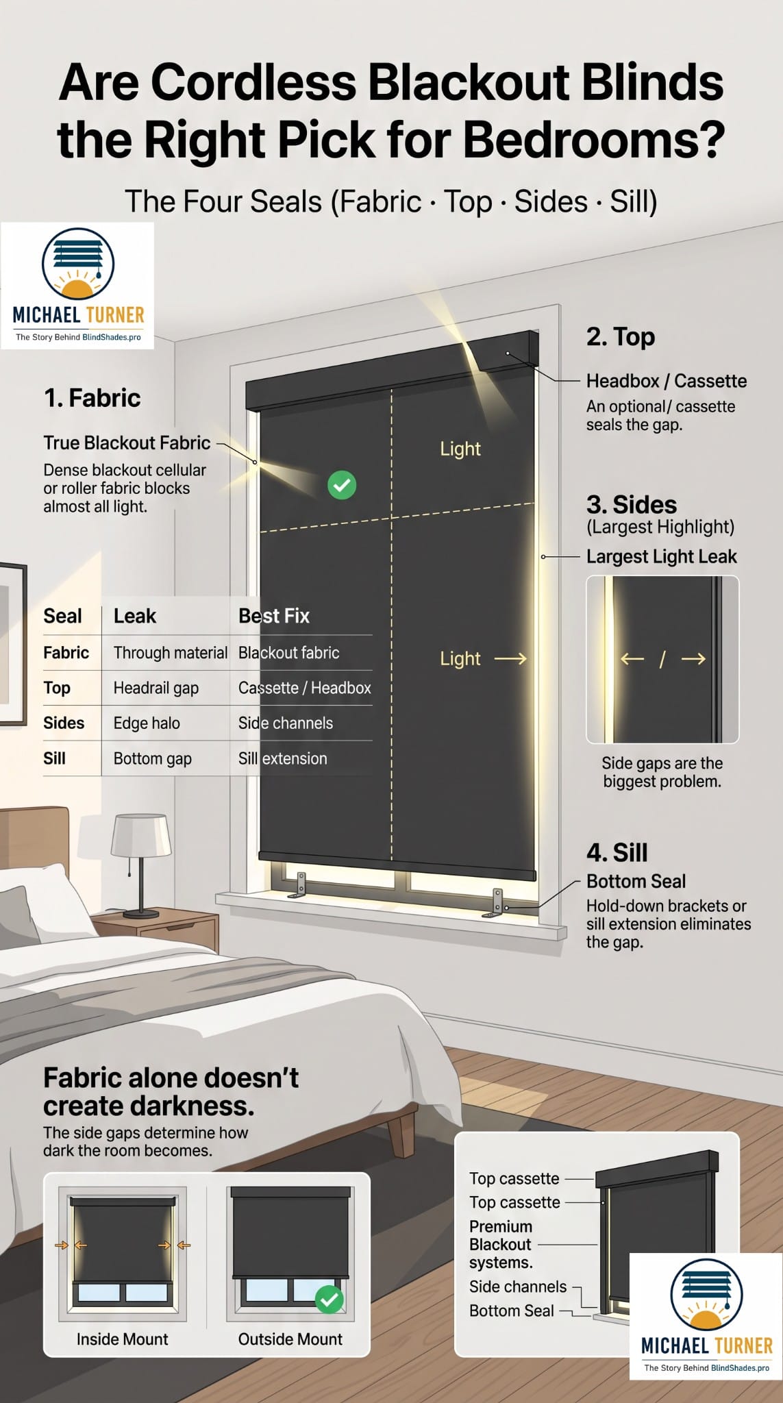 Cordless Blackout Blinds for Bedrooms: The Four Seals