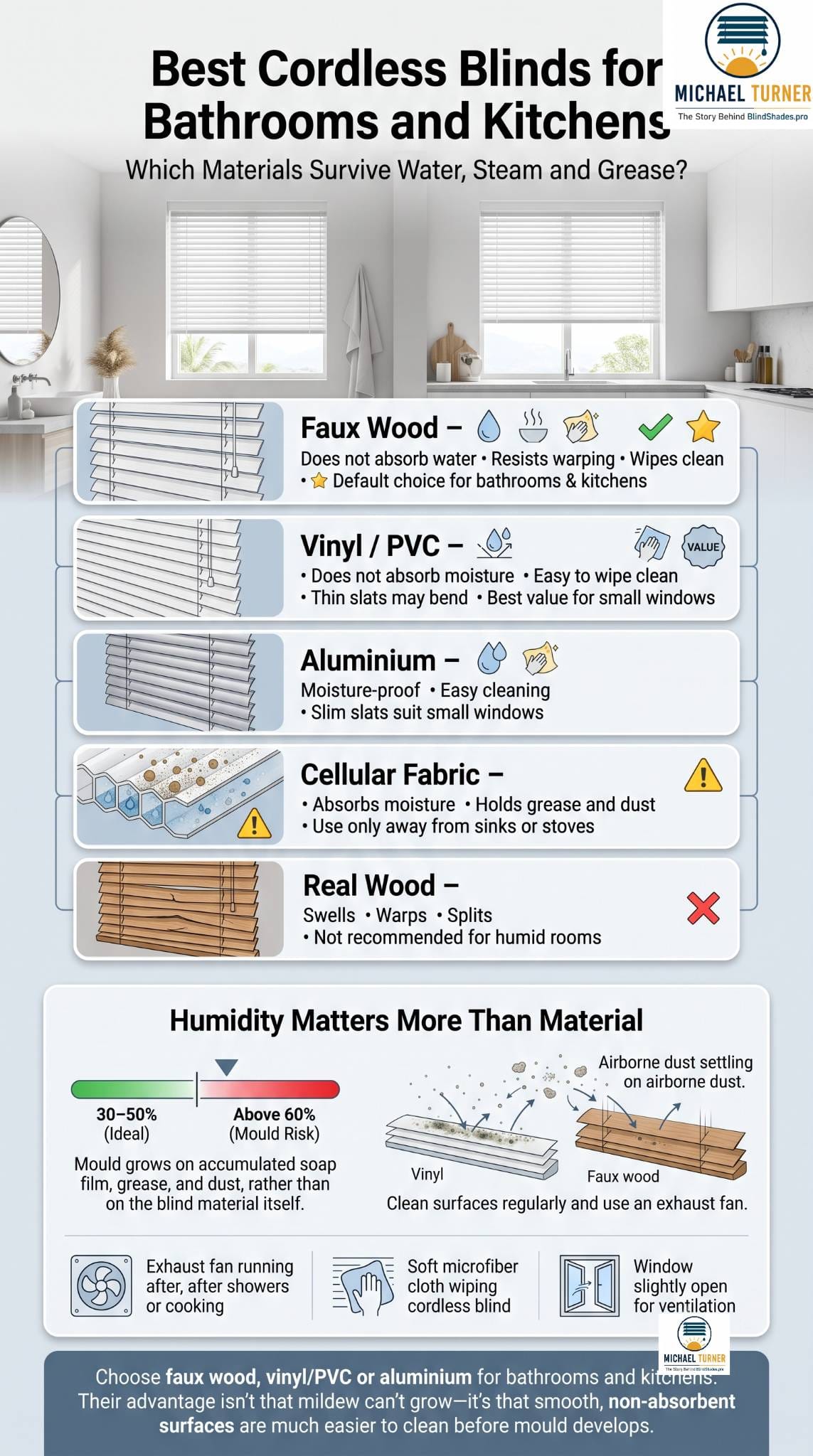 Best Cordless Blinds for Bathrooms and Kitchens
