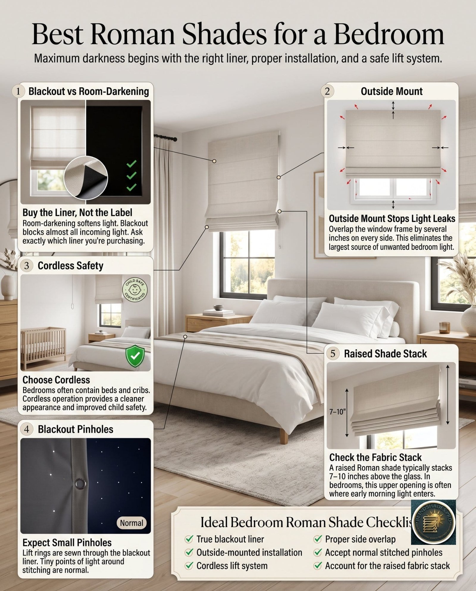 Best Roman Shades for a Bedroom (2026): The Blackout Guide