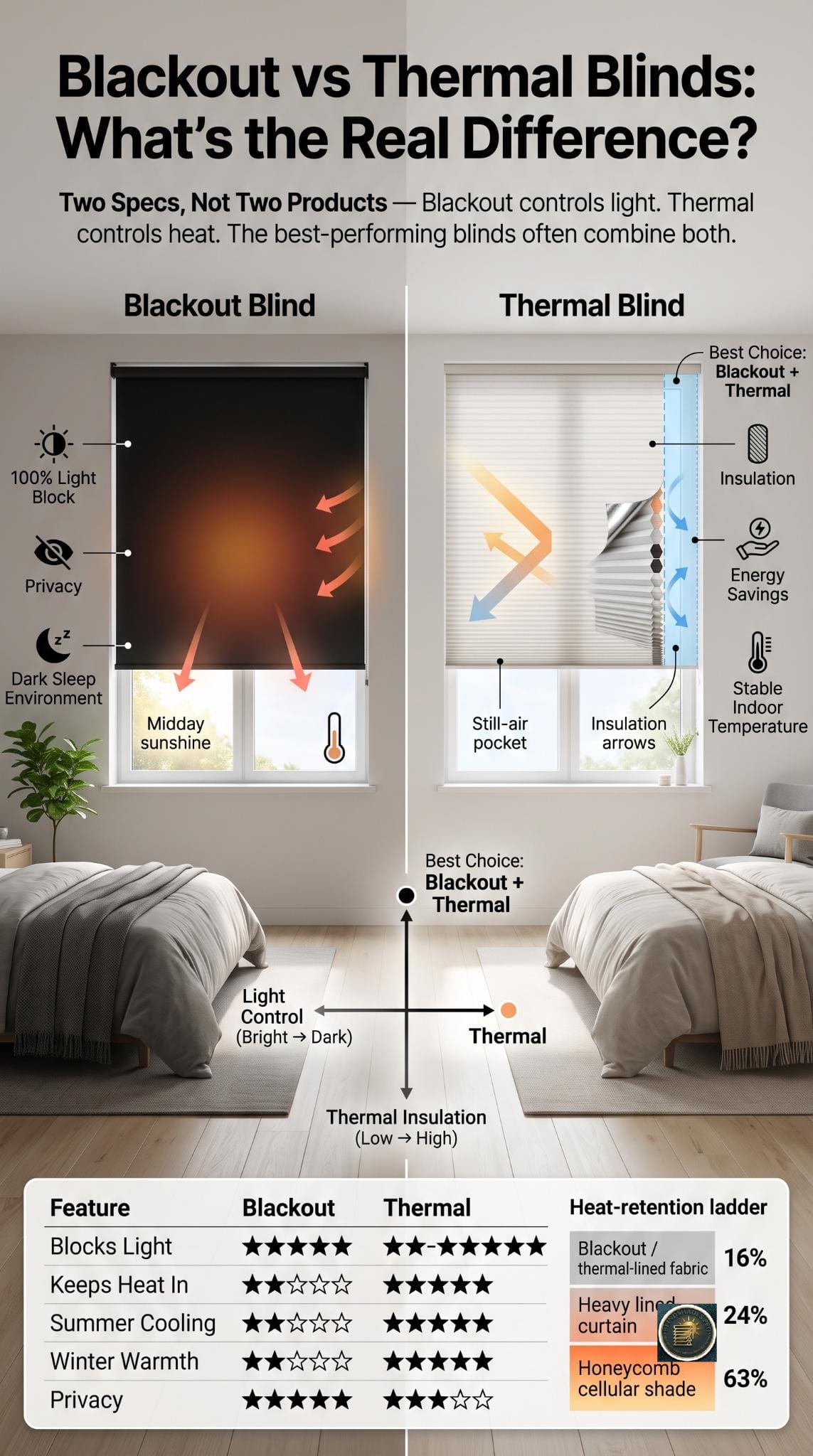 Blackout vs Thermal Blinds: Two Specs, Not Two Products
