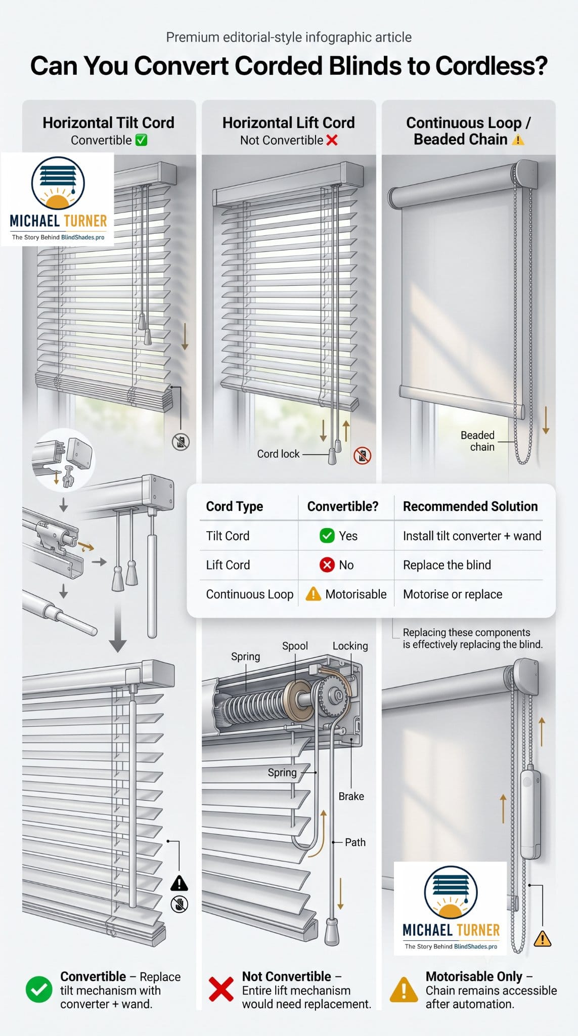 Convert Corded Blinds to Cordless: The Three Cords