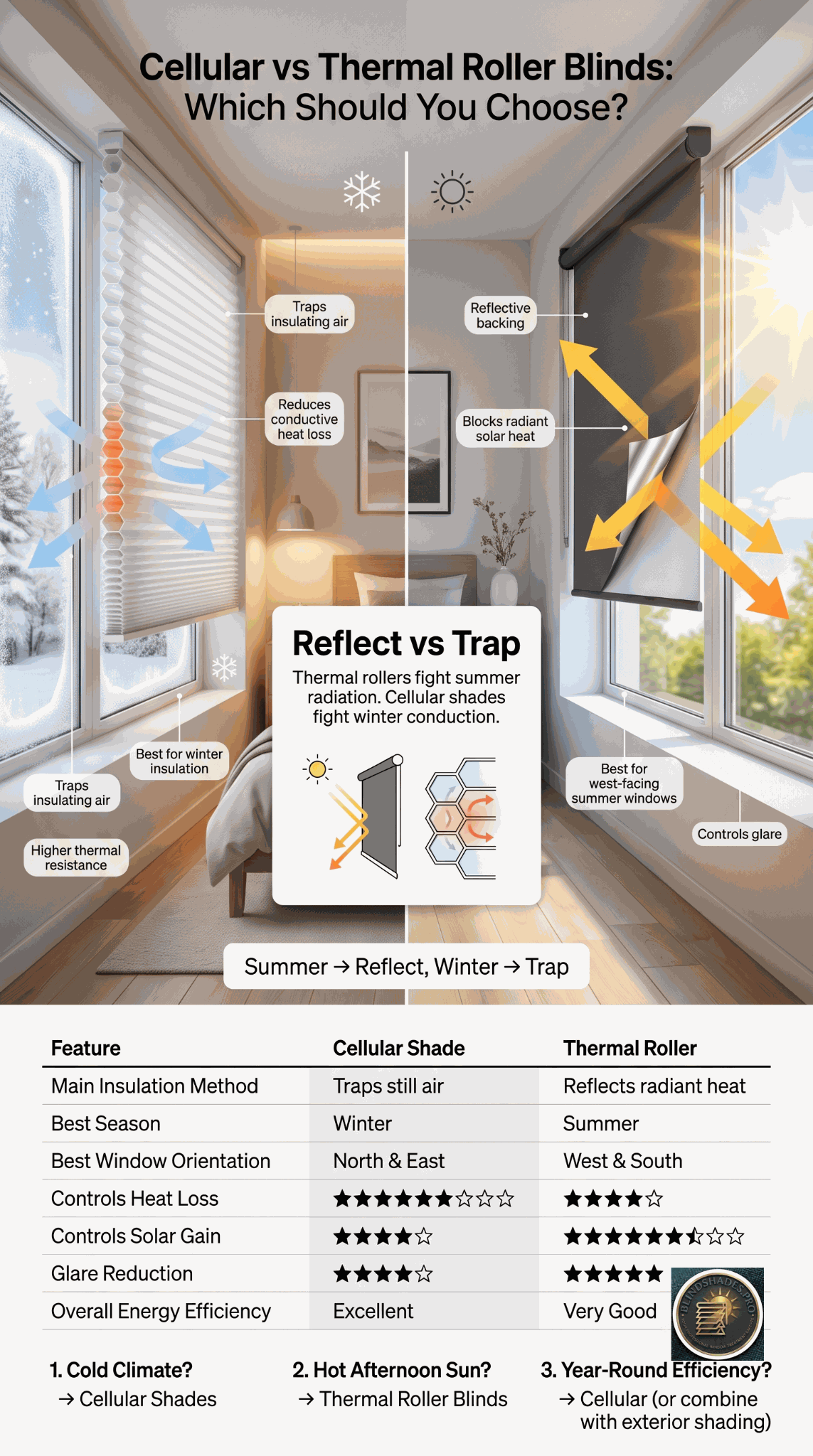 Cellular vs Thermal Roller Blinds: The Season Test