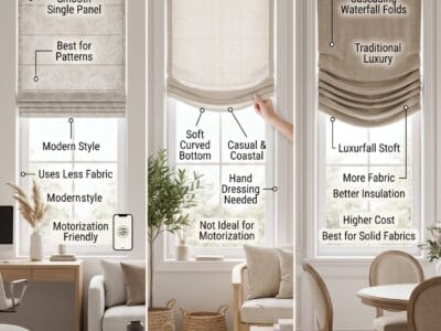 Flat vs Relaxed vs Hobbled Roman Shades: Fold Styles Explained