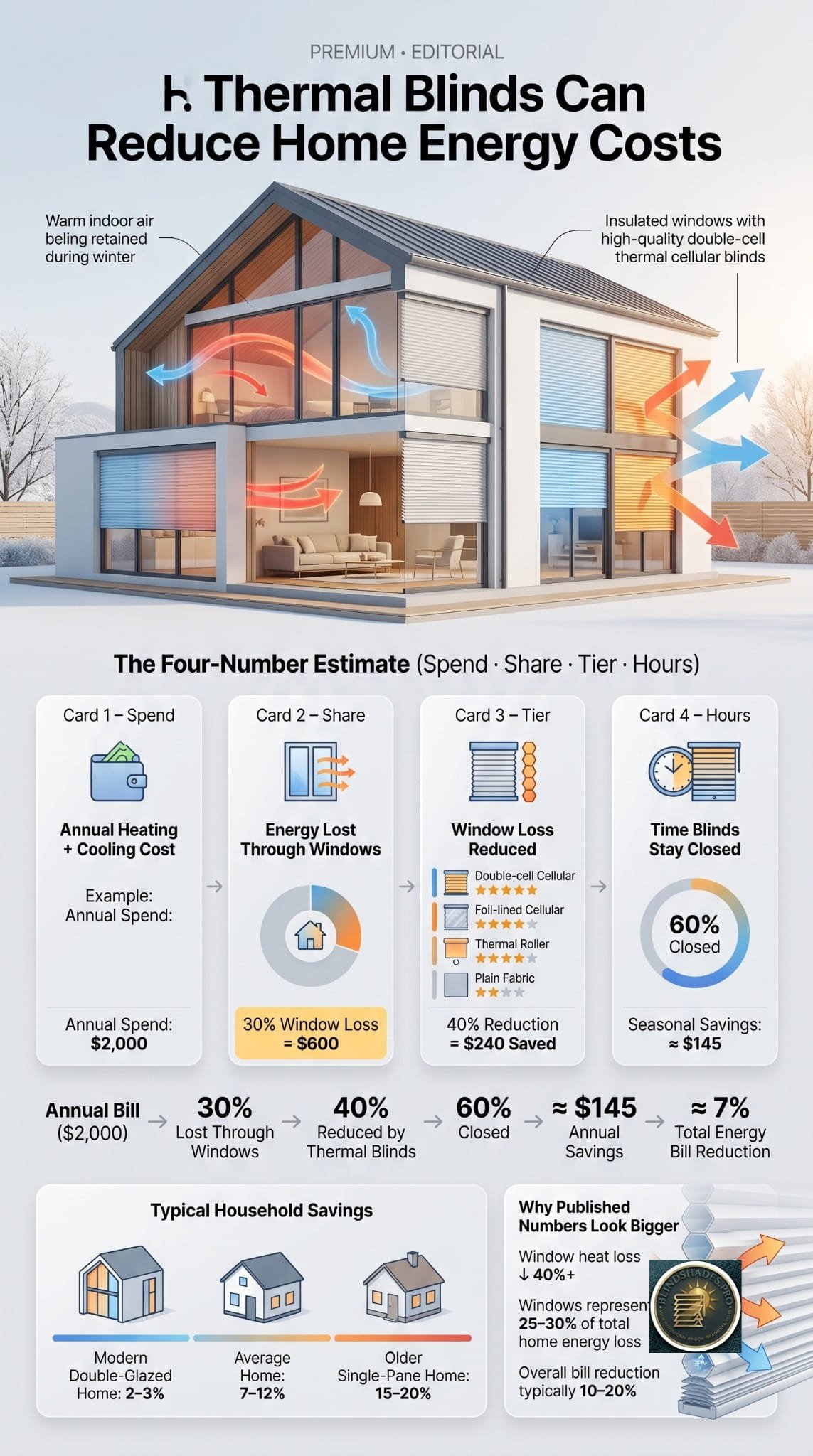 How Much Do Thermal Blinds Save? The Four-Number Estimate