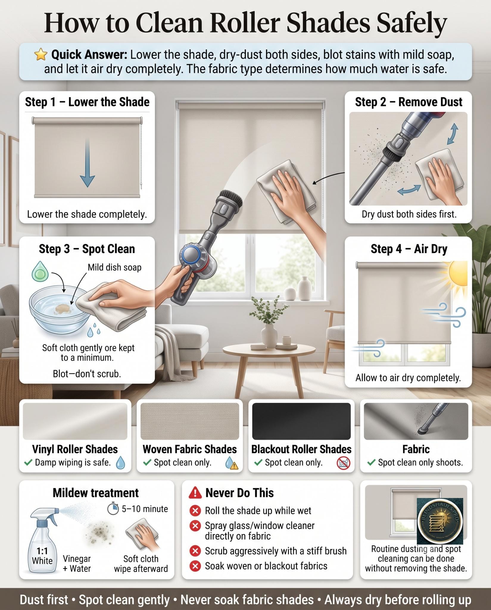 How to Clean Roller Shades Without Damaging the Fabric