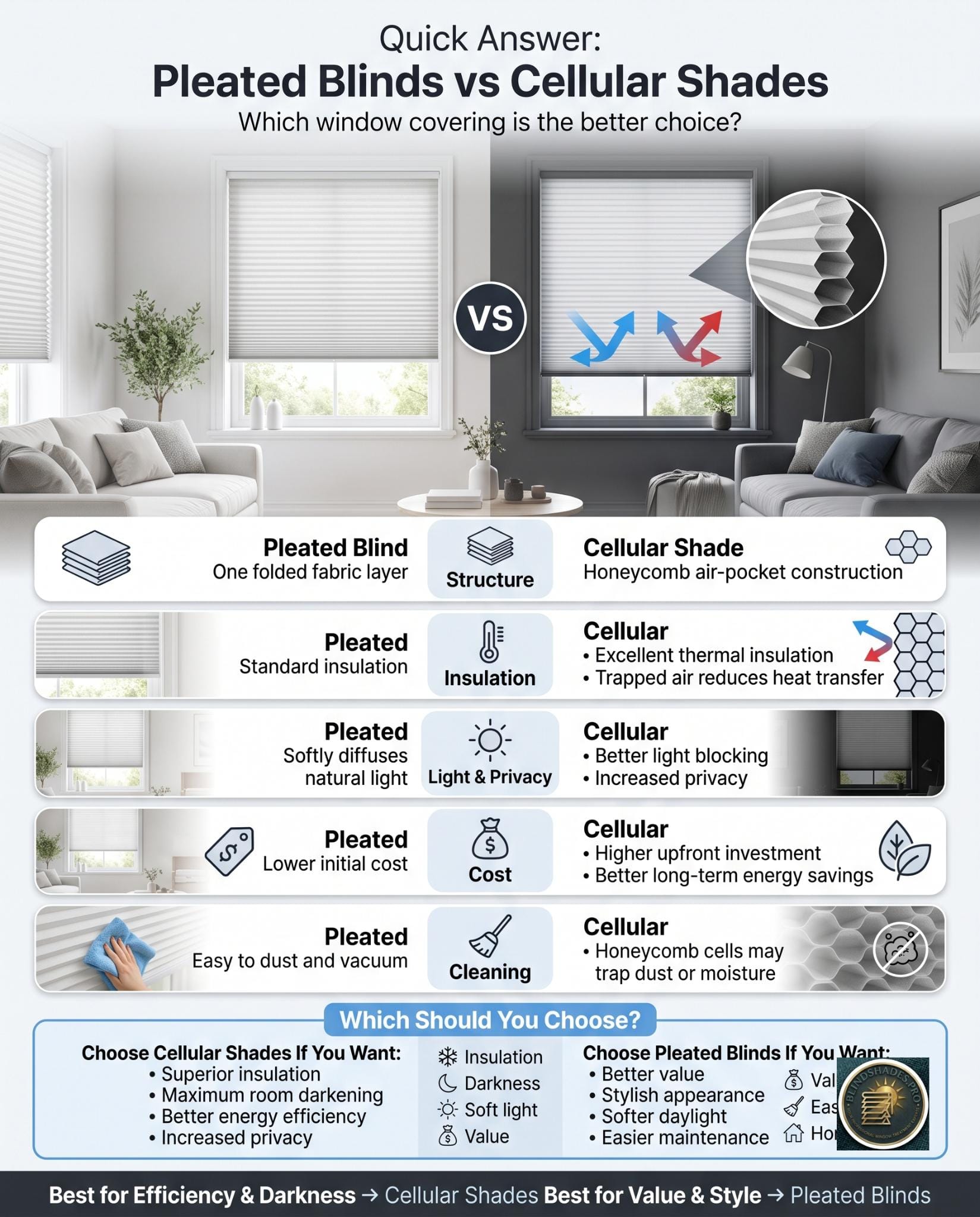 Pleated Blinds vs Cellular Shades
