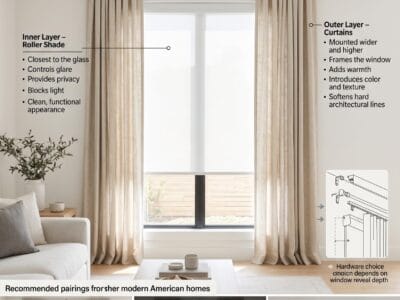 Roller Shades Layered With Curtains: How to Do It Right