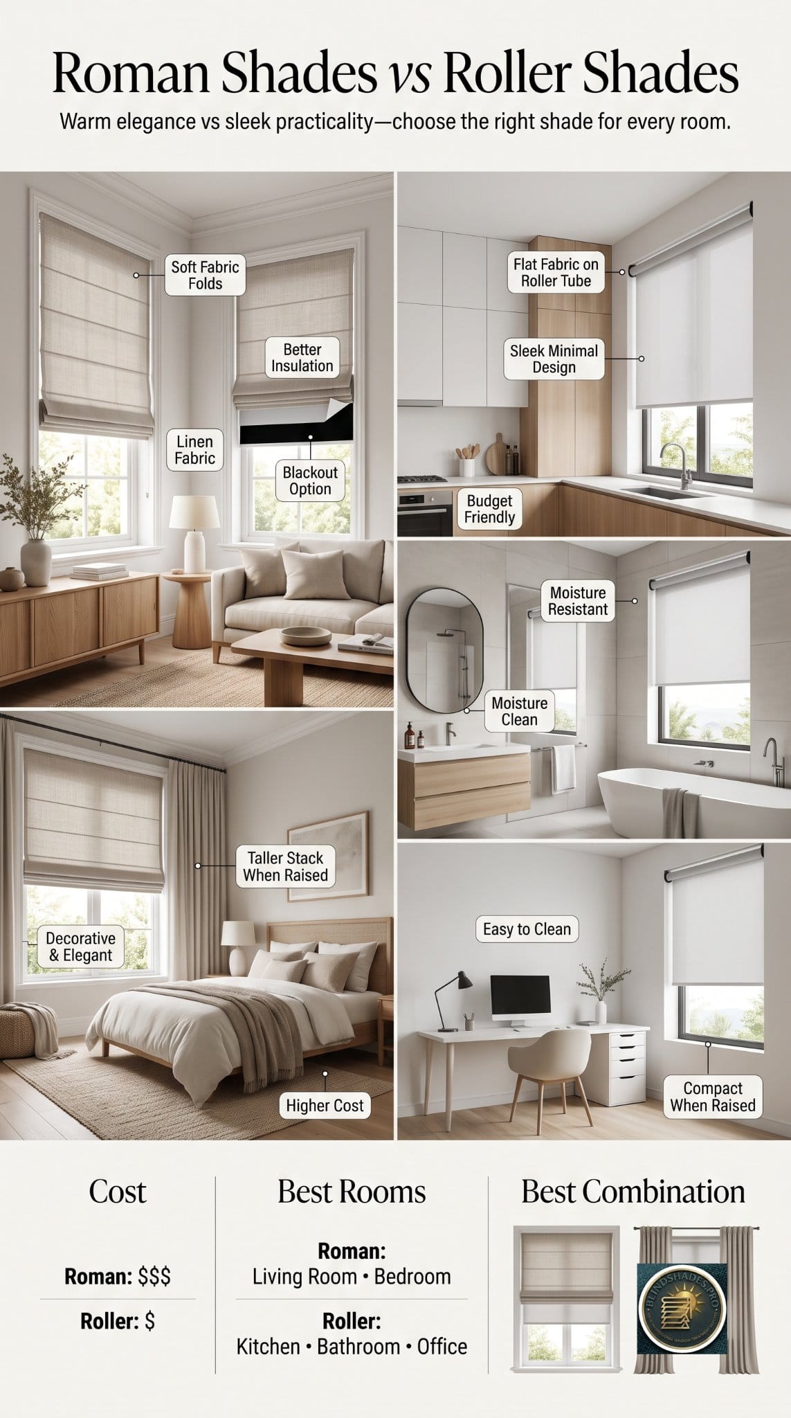 Roman Shades vs Roller Shades: Which Should You Buy?