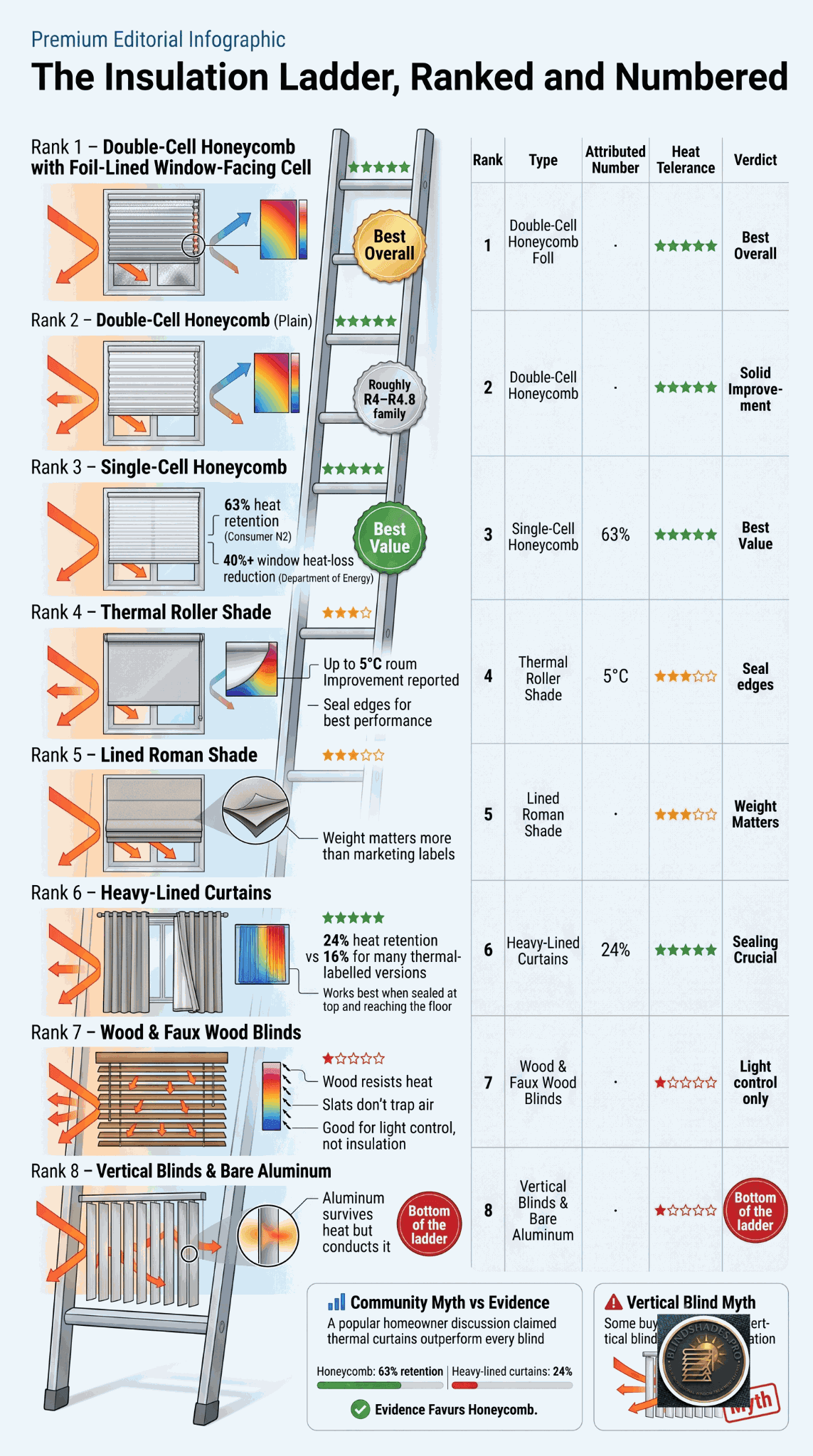 Which Blinds Insulate Best? The Material Ladder, Ranked