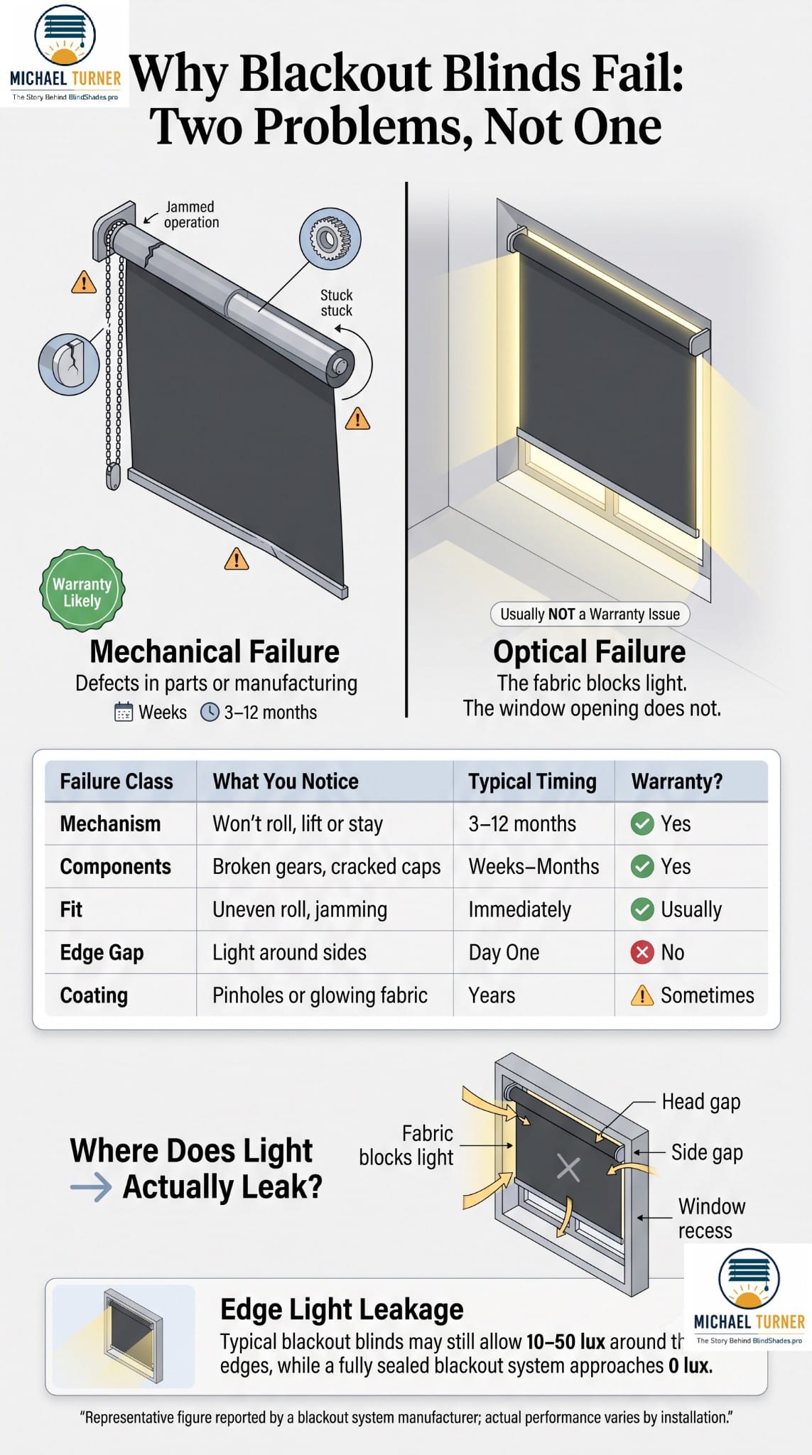 Why Blackout Blinds Fail - and Which Faults You Can Claim